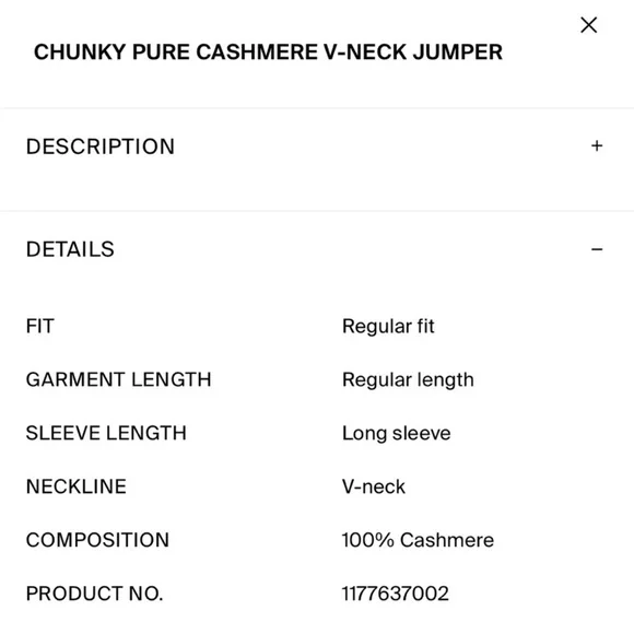 COS Chunky Pure Cashmere V-Neck Sweater in Beige - Picture 9 of 9